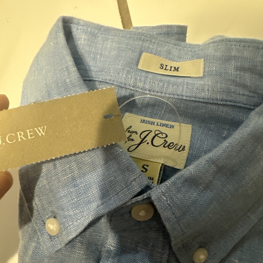 NWT J.CREW Baird McNutt 100% Irish Linen Button Down Shirt S Mens Slim Fit